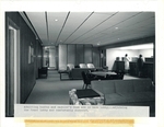 Admitting lobby and cashier's desk in the back lobby